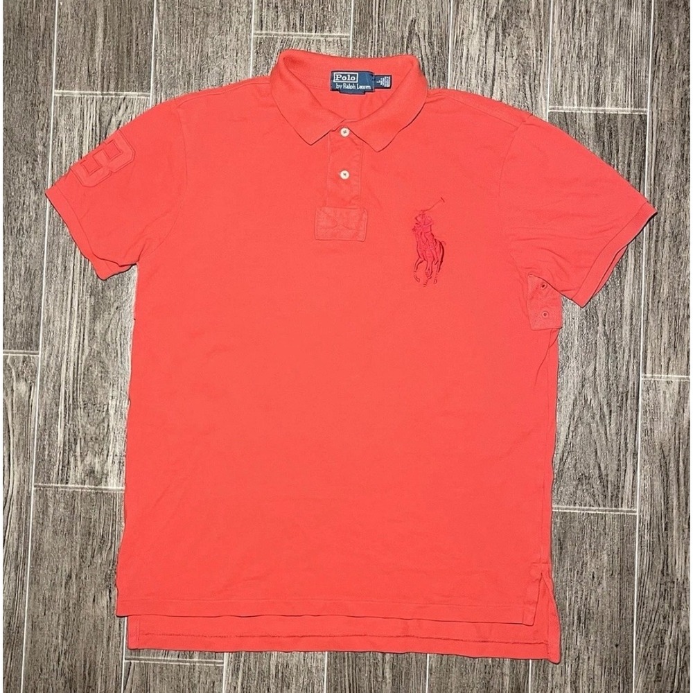 Polo Ralph Lauren Rugby Shirt Mens Large Red Big Pony Custom Fit